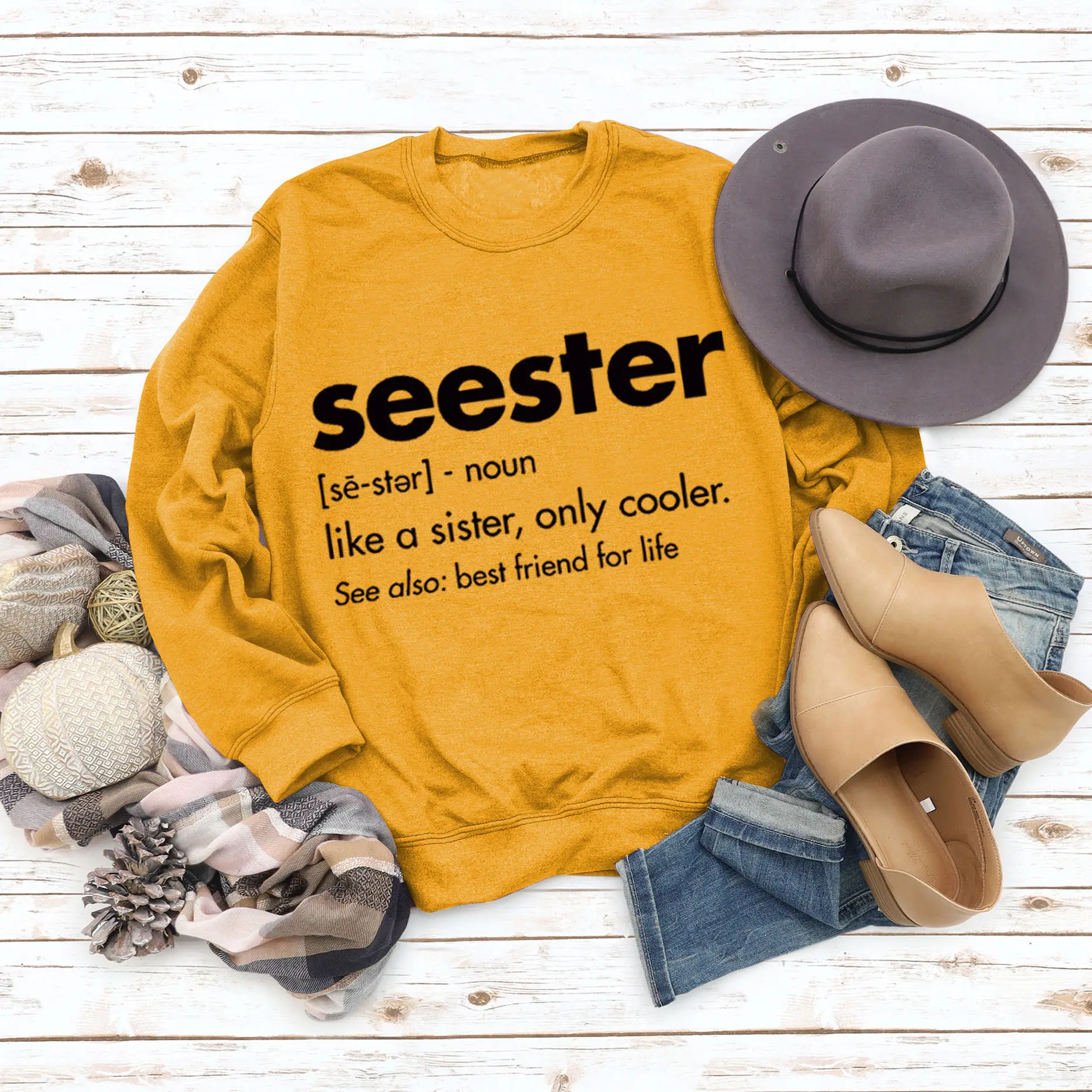 Women's Blue Seester Printed Sweatshirt Long Sleeve - Image 4