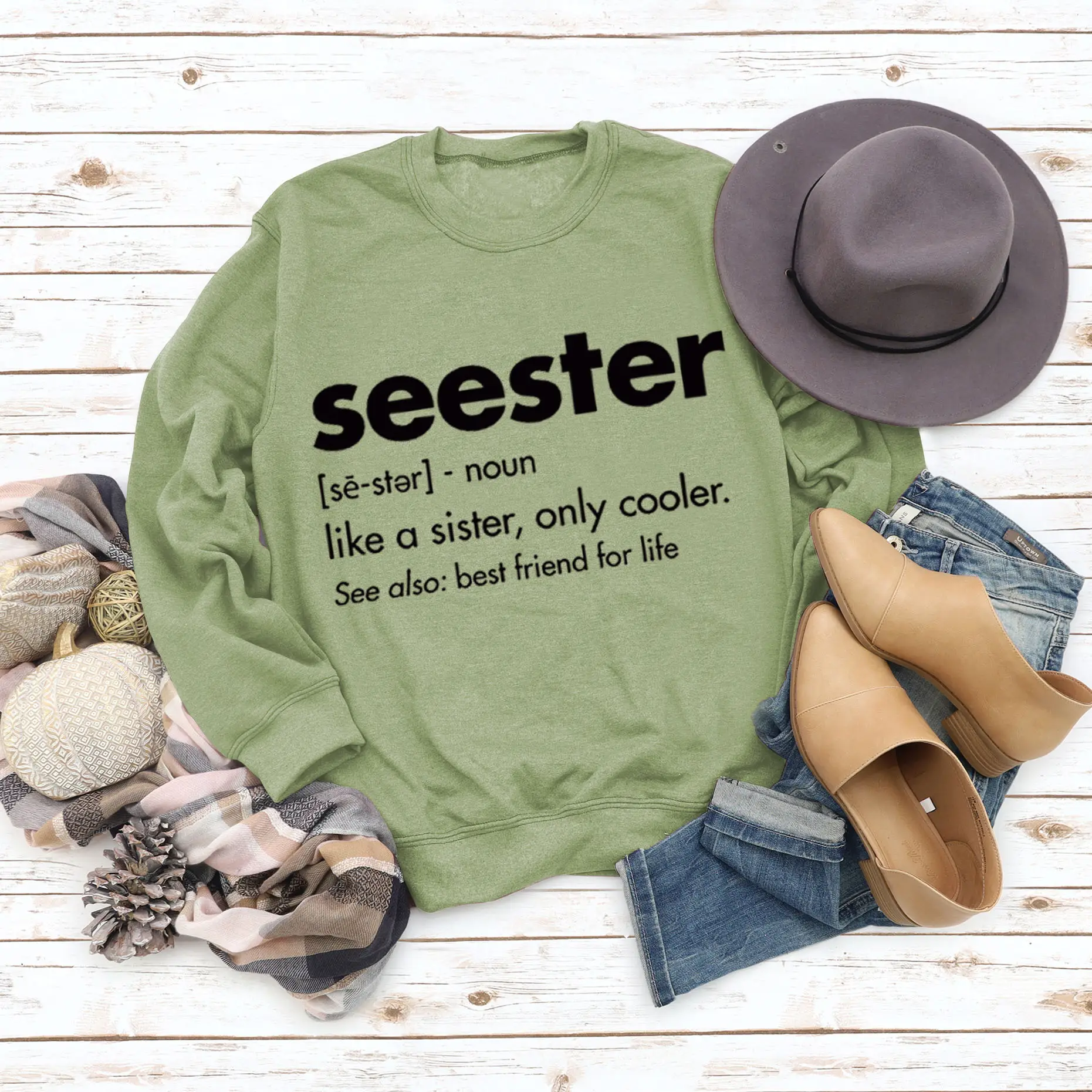 Women's Blue Seester Printed Sweatshirt Long Sleeve - Image 7