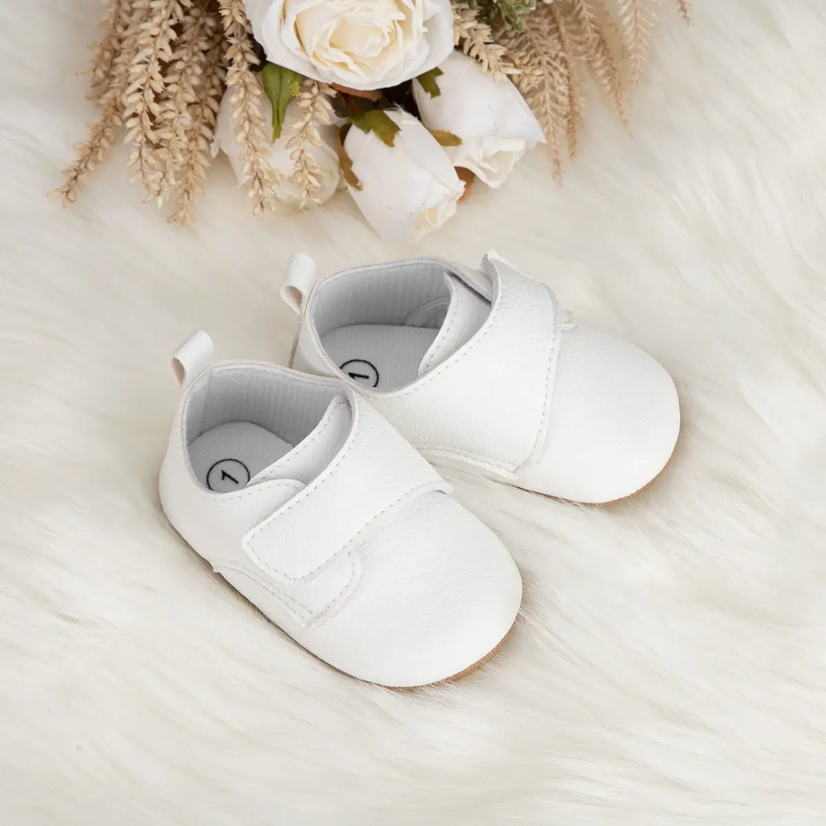 White Non-Slip Soft Baby Shoes for 0-1 Years