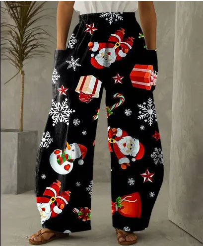 2022 Christmas Style Christmas Pants Black Candy Design - Image 11