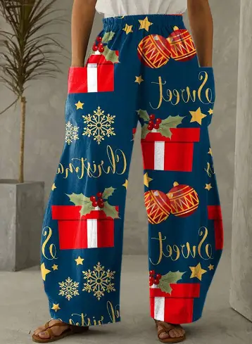 2022 Christmas Style Christmas Pants Black Candy Design - Image 3