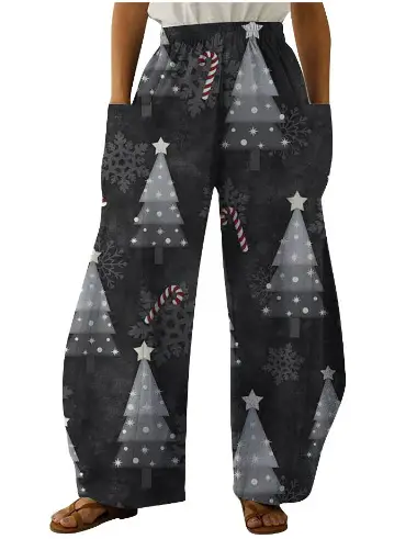 2022 Christmas Style Christmas Pants Black Candy Design - Image 8
