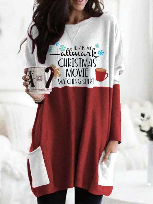 Merry Christmas Printed Long Sleeve T-Shirt Green White - Image 14