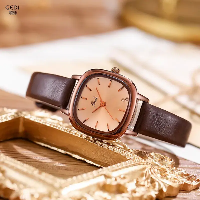 Women's Brown Leather Belt Watch with Small Dial - Image 7