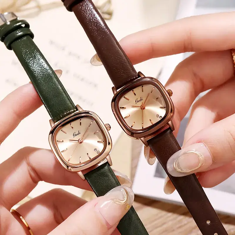 Women's Brown Leather Belt Watch with Small Dial - Image 8