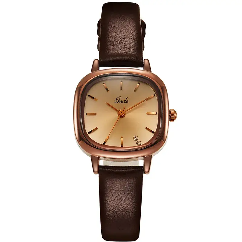 Women's Brown Leather Belt Watch with Small Dial - Image 10