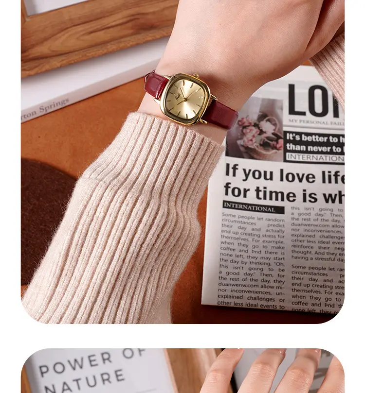 Women's Brown Leather Belt Watch with Small Dial — feature 16