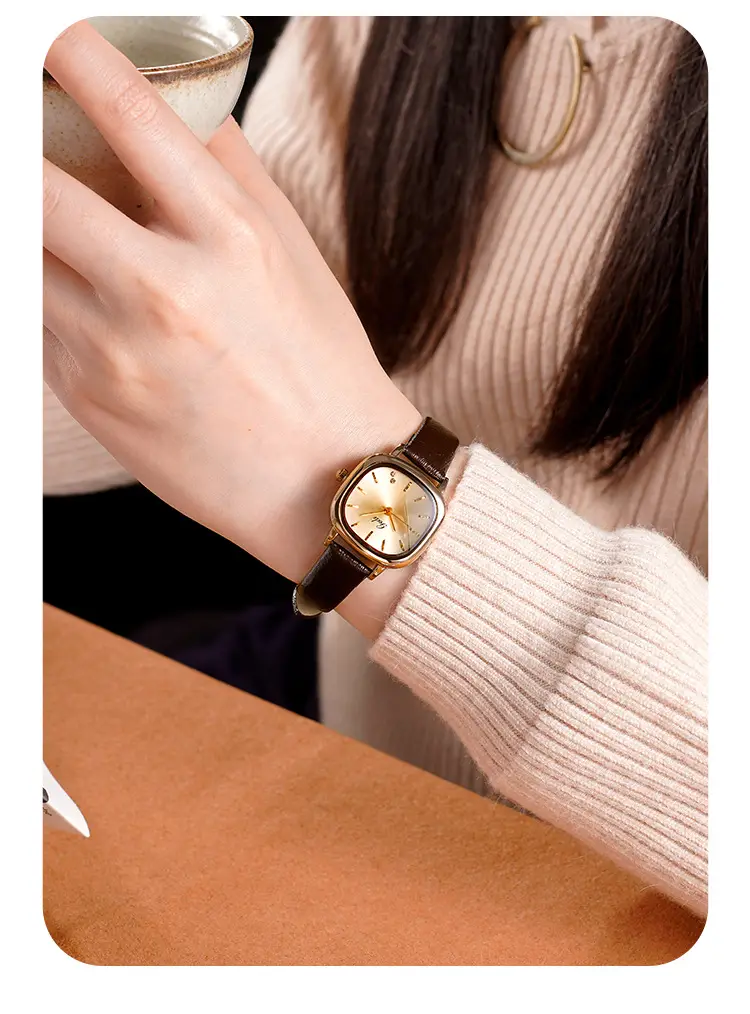 Women's Brown Leather Belt Watch with Small Dial — feature 18