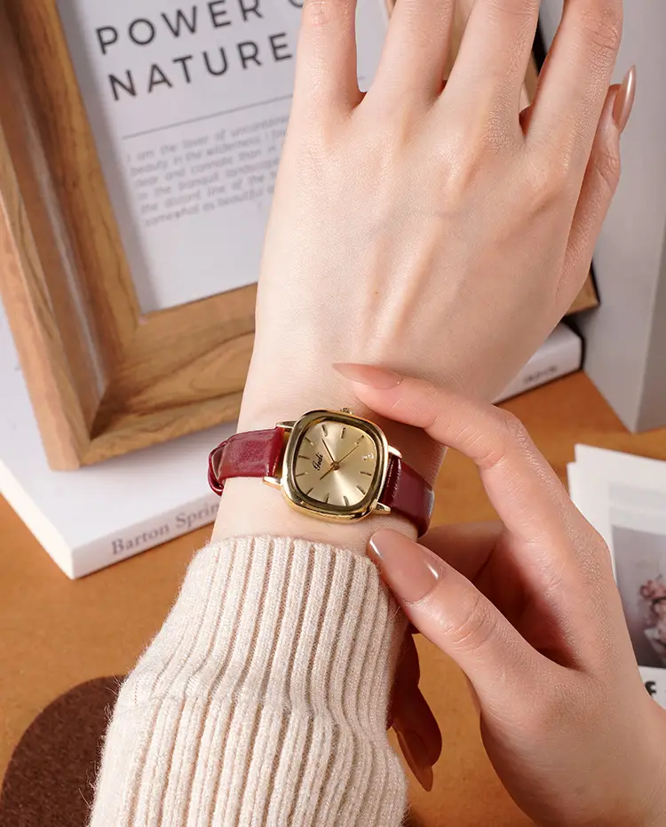 Women's Brown Leather Belt Watch with Small Dial — feature 2
