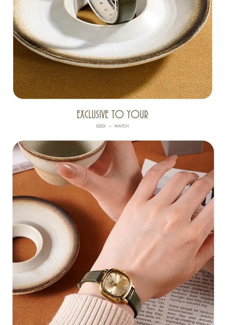 Women's Brown Leather Belt Watch with Small Dial — feature 9
