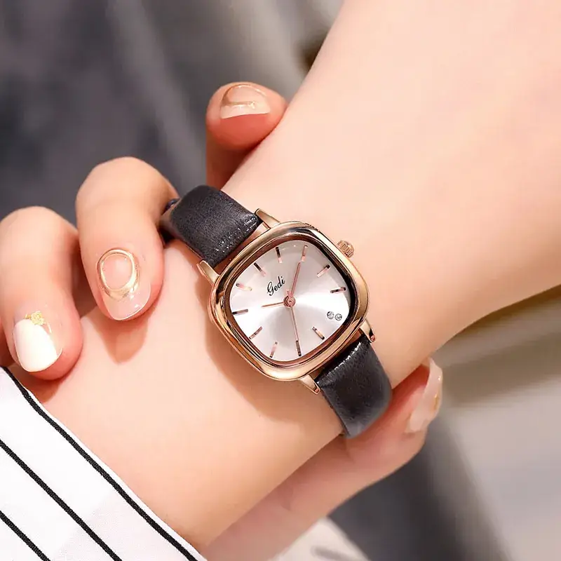 Women's Brown Leather Belt Watch with Small Dial - Image 2