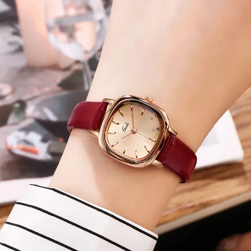 Women's Brown Leather Belt Watch with Small Dial - Image 3