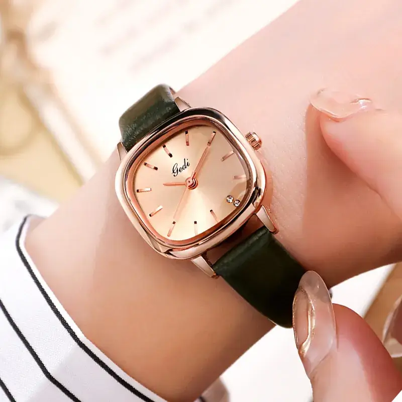 Women's Brown Leather Belt Watch with Small Dial - Image 5