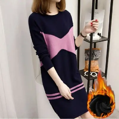 Plus Size Velvet Mid-Length Sweatshirt Dress 2025 - Image 3