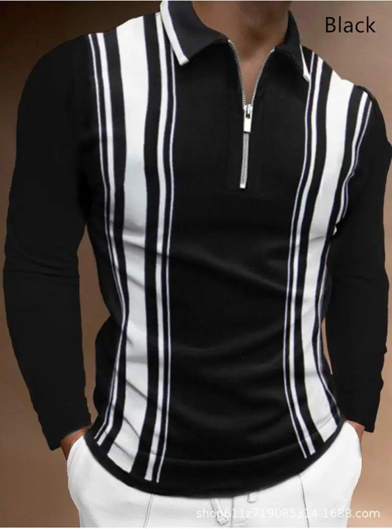 Men's Black Checkered Polo Shirt Large - Image 11