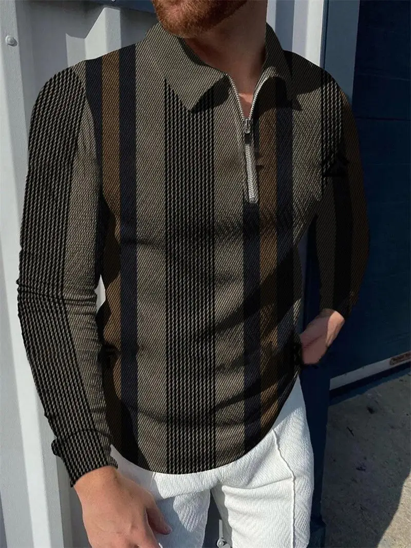 Men's Black Checkered Polo Shirt Large - Image 15
