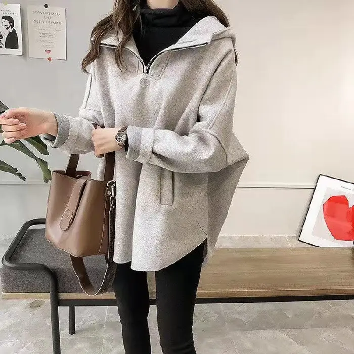 2023 Winter Hooded Velvet Sweater with Zipper Closure - Image 2