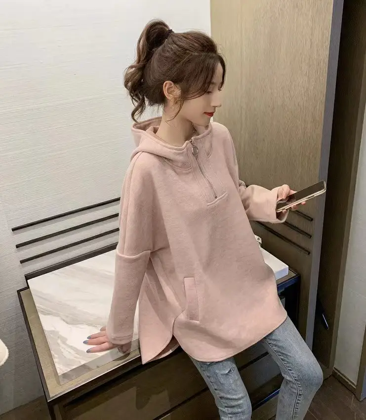 2023 Winter Hooded Velvet Sweater with Zipper Closure - Image 7