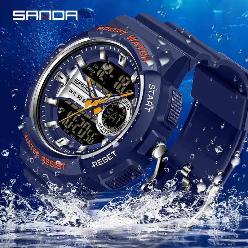 Sanda Sport Watch White Digital Analog Couple Watch - Image 9