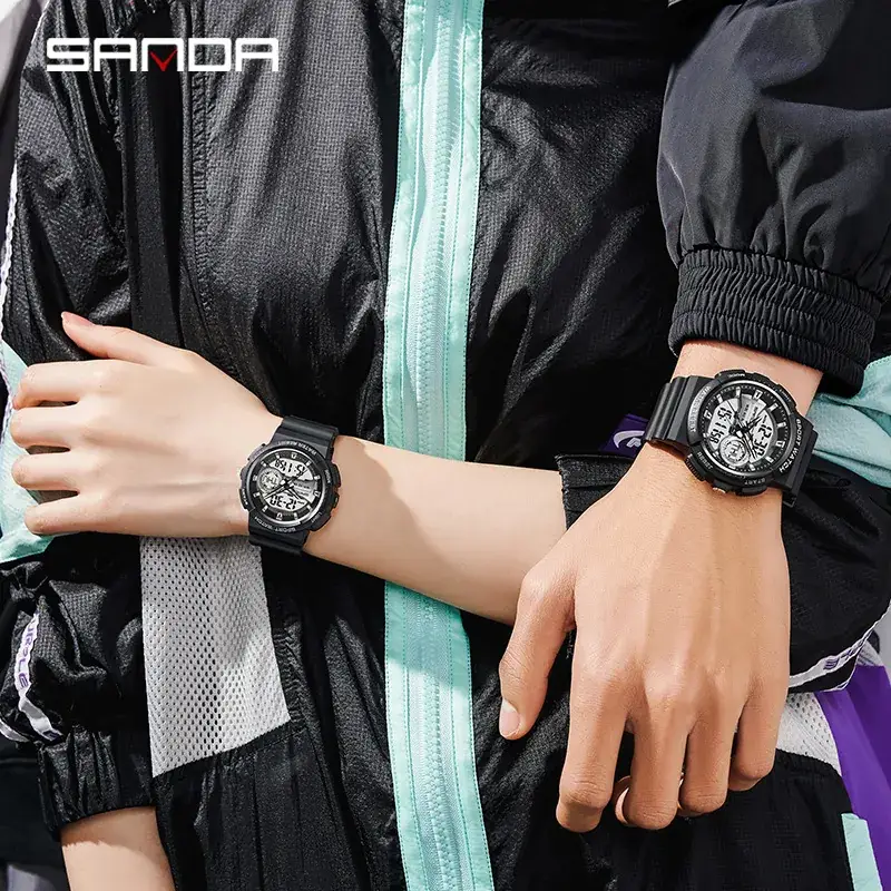 Sanda Sport Watch White Digital Analog Couple Watch - Image 10