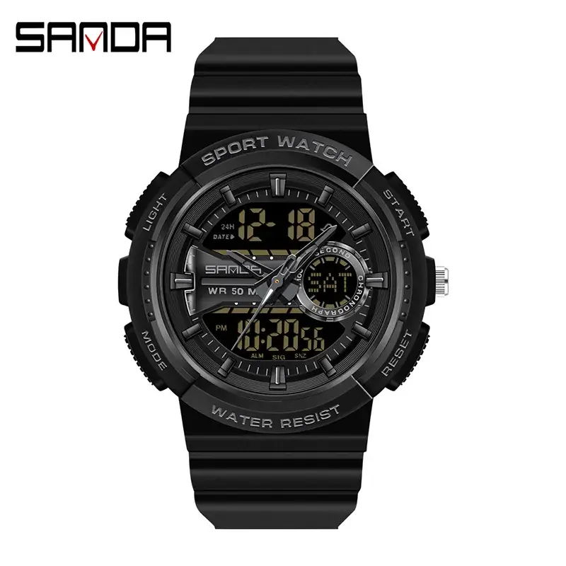 Sanda Sport Watch White Digital Analog Couple Watch - Image 2