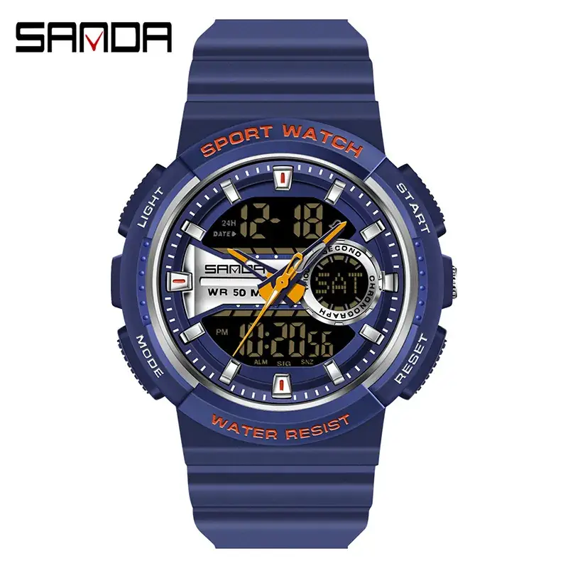 Sanda Sport Watch White Digital Analog Couple Watch - Image 7