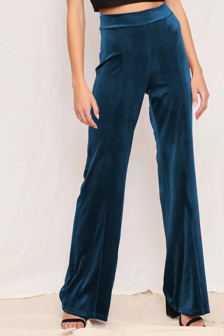 Women's Elasticated High Waist Pants Navy Blue 2022 - Image 3