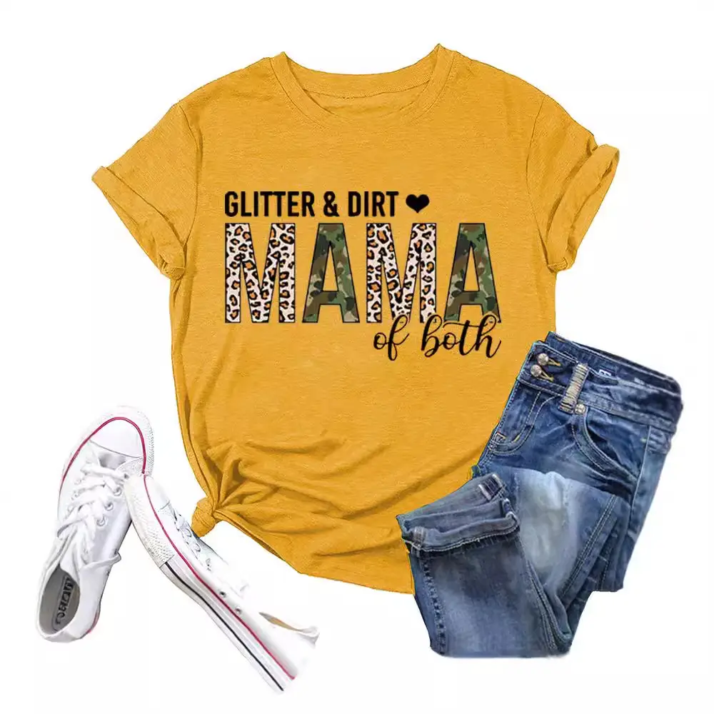 Women's GLITTER DIRT Letter T-Shirt White