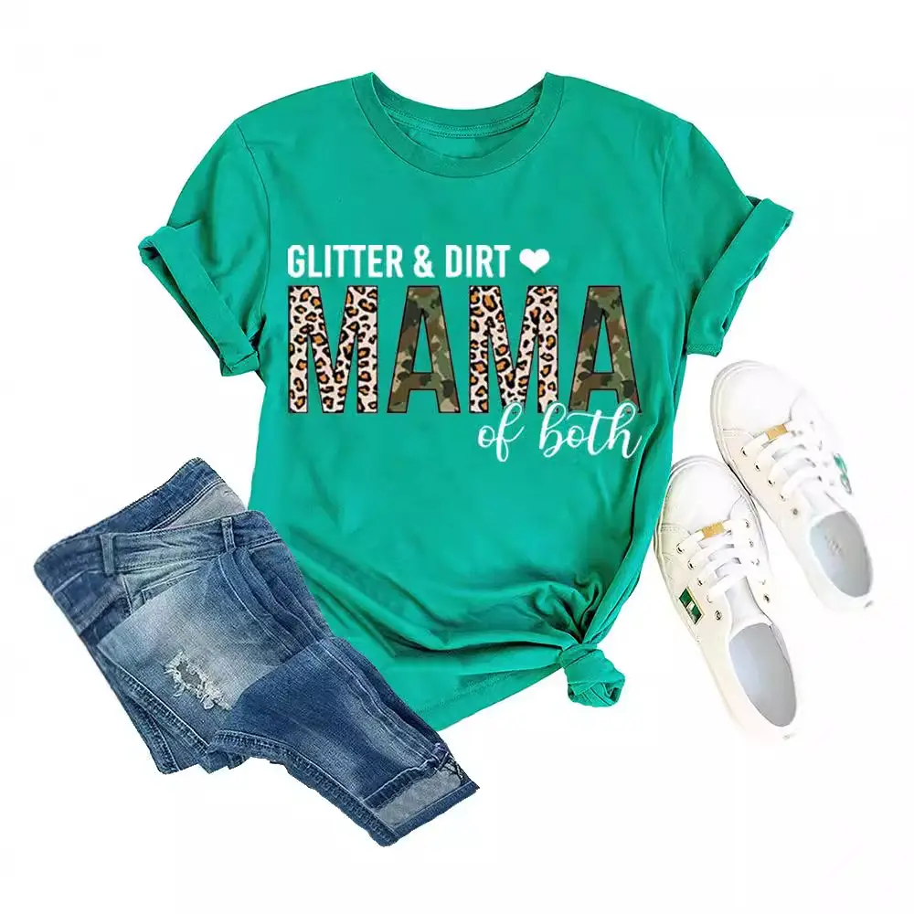 Women's GLITTER DIRT Letter T-Shirt White
