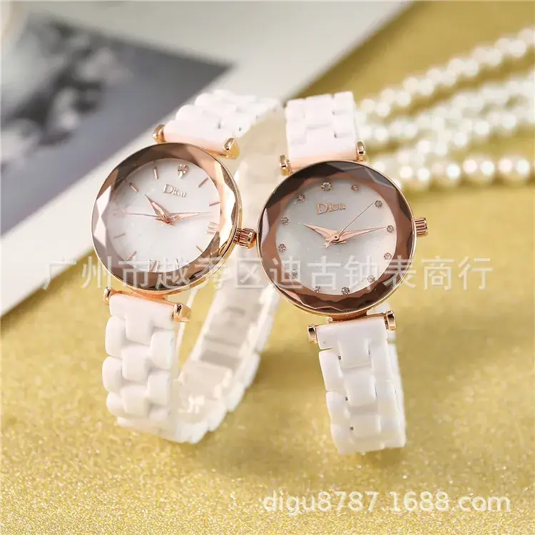 Women's White Ceramic Roman Rhinestone Watch - Image 5