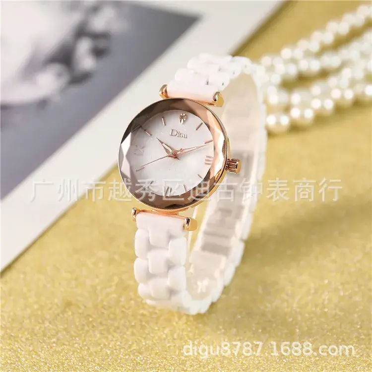 Women's White Ceramic Roman Rhinestone Watch - Image 7