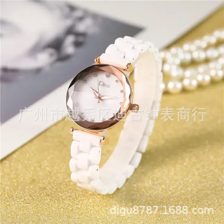 Women's White Ceramic Roman Rhinestone Watch - Image 8