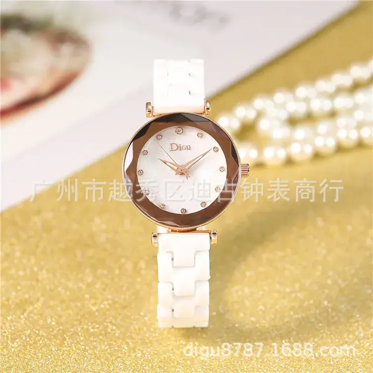Women's White Ceramic Roman Rhinestone Watch - Image 2