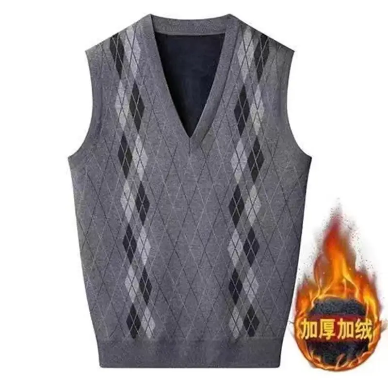 Winter V-Neck Knitted Vest for Men Women Warm Thickened - Image 2