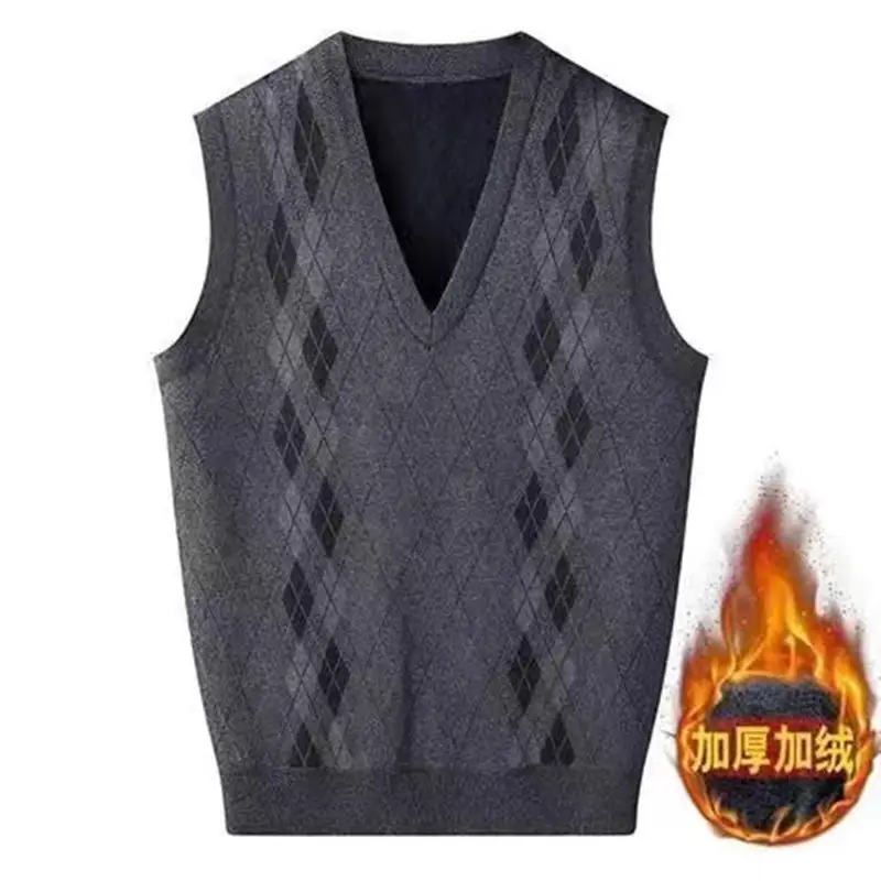 Winter V-Neck Knitted Vest for Men Women Warm Thickened - Image 3