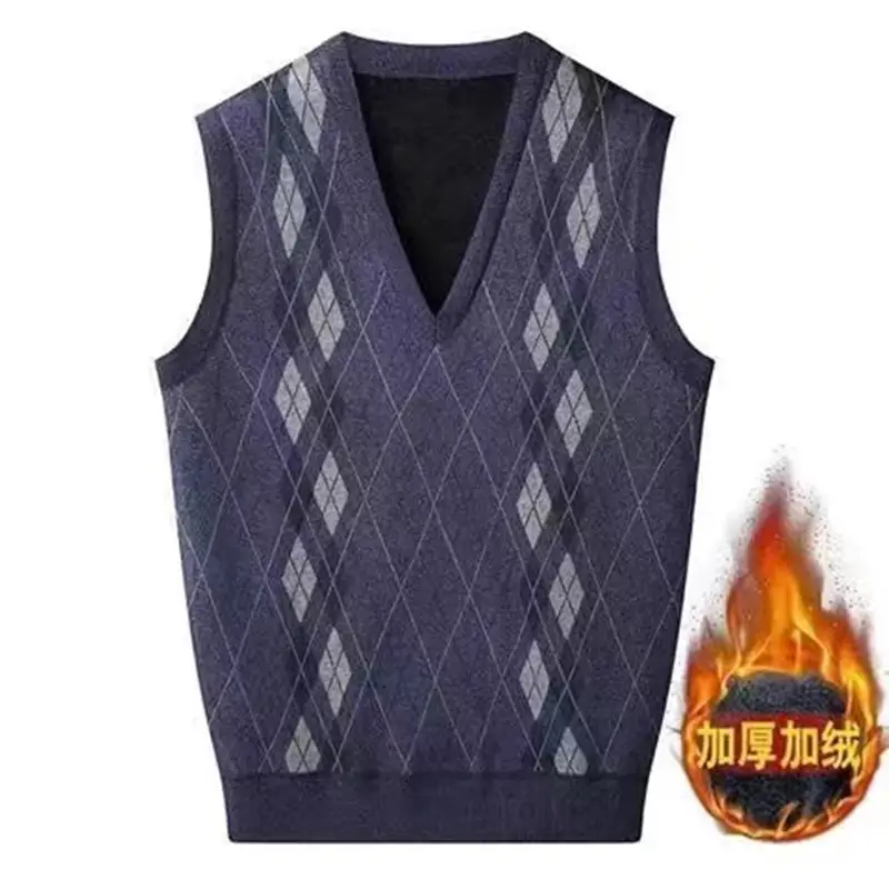 Winter V-Neck Knitted Vest for Men Women Warm Thickened - Image 4