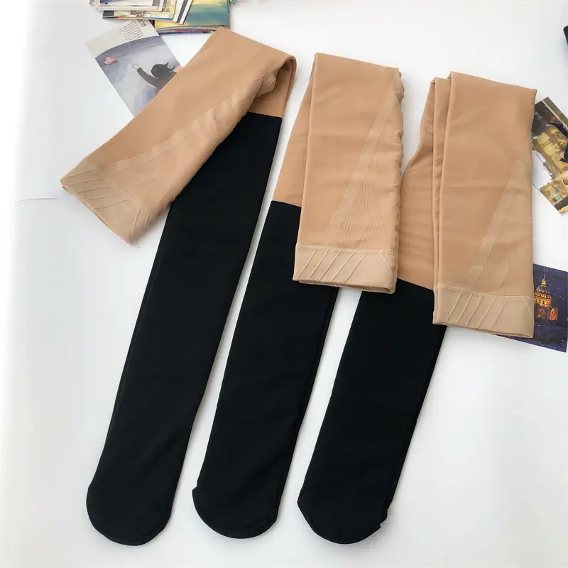 Double Layer Velvet Leg Artistic Black Silk Pantyhose — feature 13