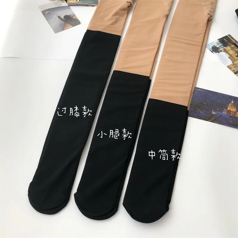 Double Layer Velvet Leg Artistic Black Silk Pantyhose — feature 14