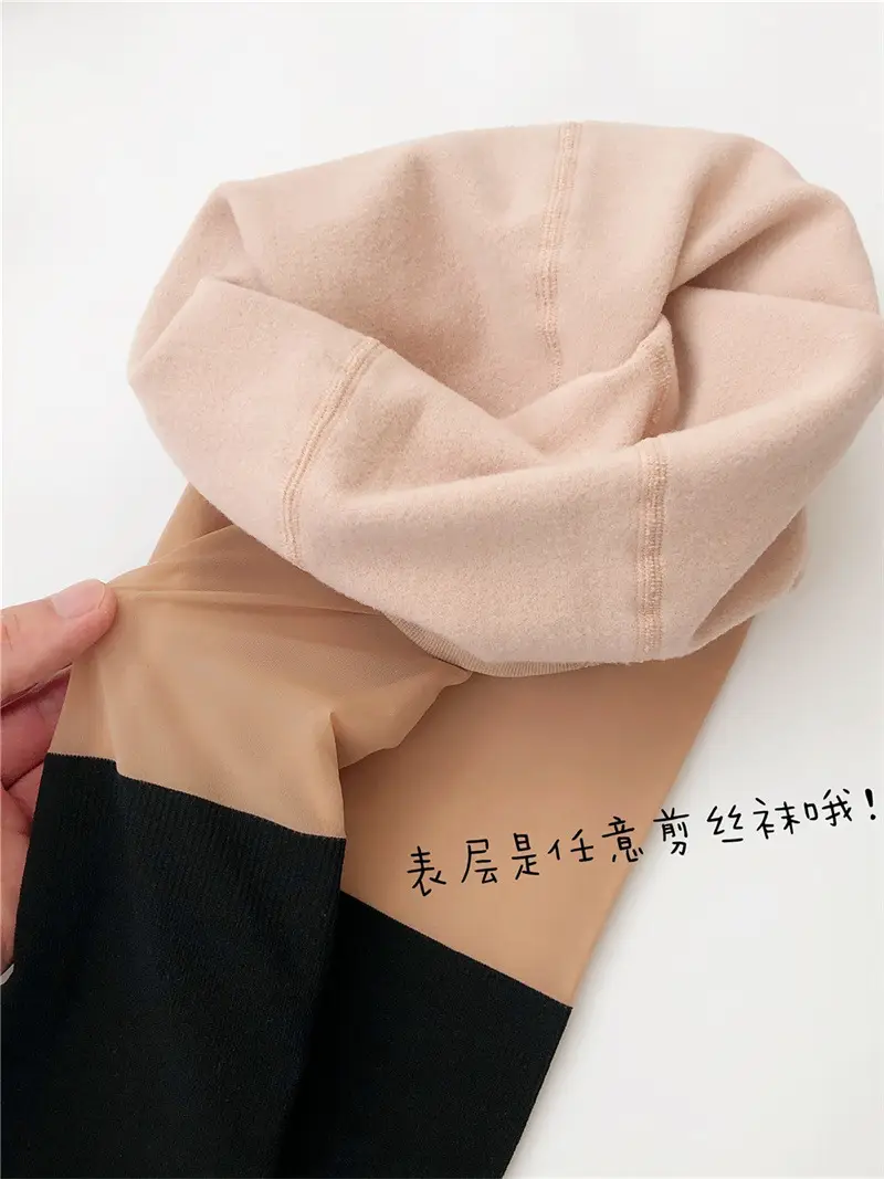 Double Layer Velvet Leg Artistic Black Silk Pantyhose — feature 16