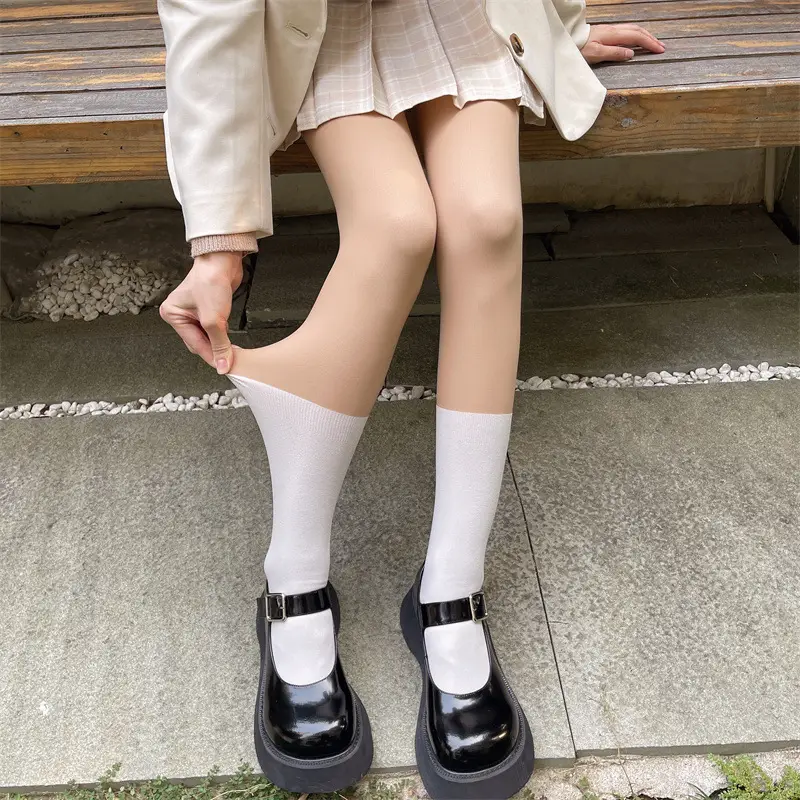 Double Layer Velvet Leg Artistic Black Silk Pantyhose — feature 9
