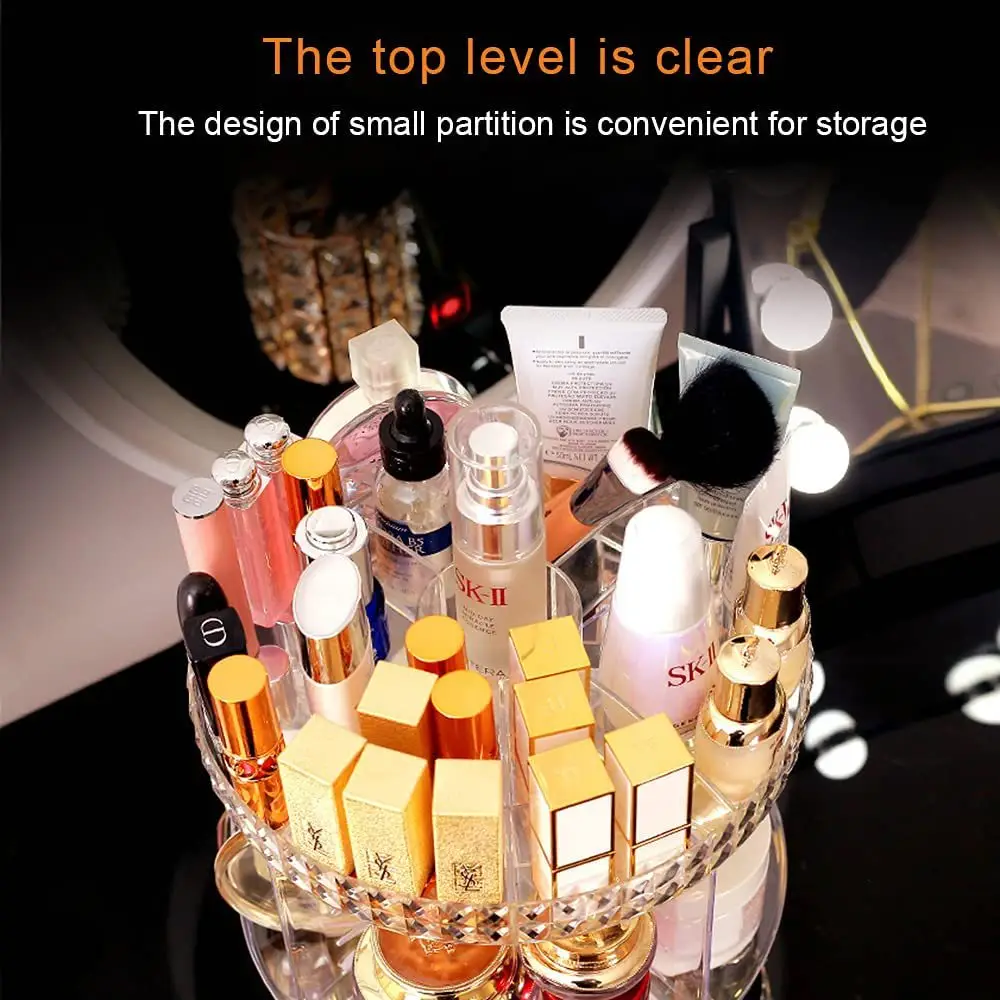 Diamond Rotating Makeup Storage Rack with Brush & Bottles β feature 6