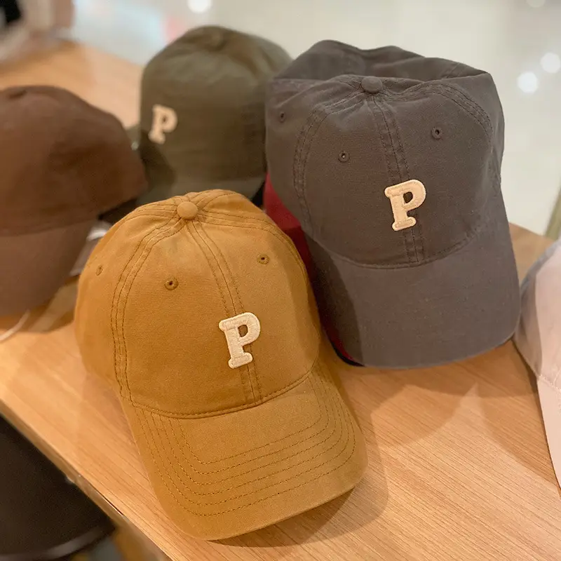 Women Japanese Korean Letter P Cap Casual Autumn
