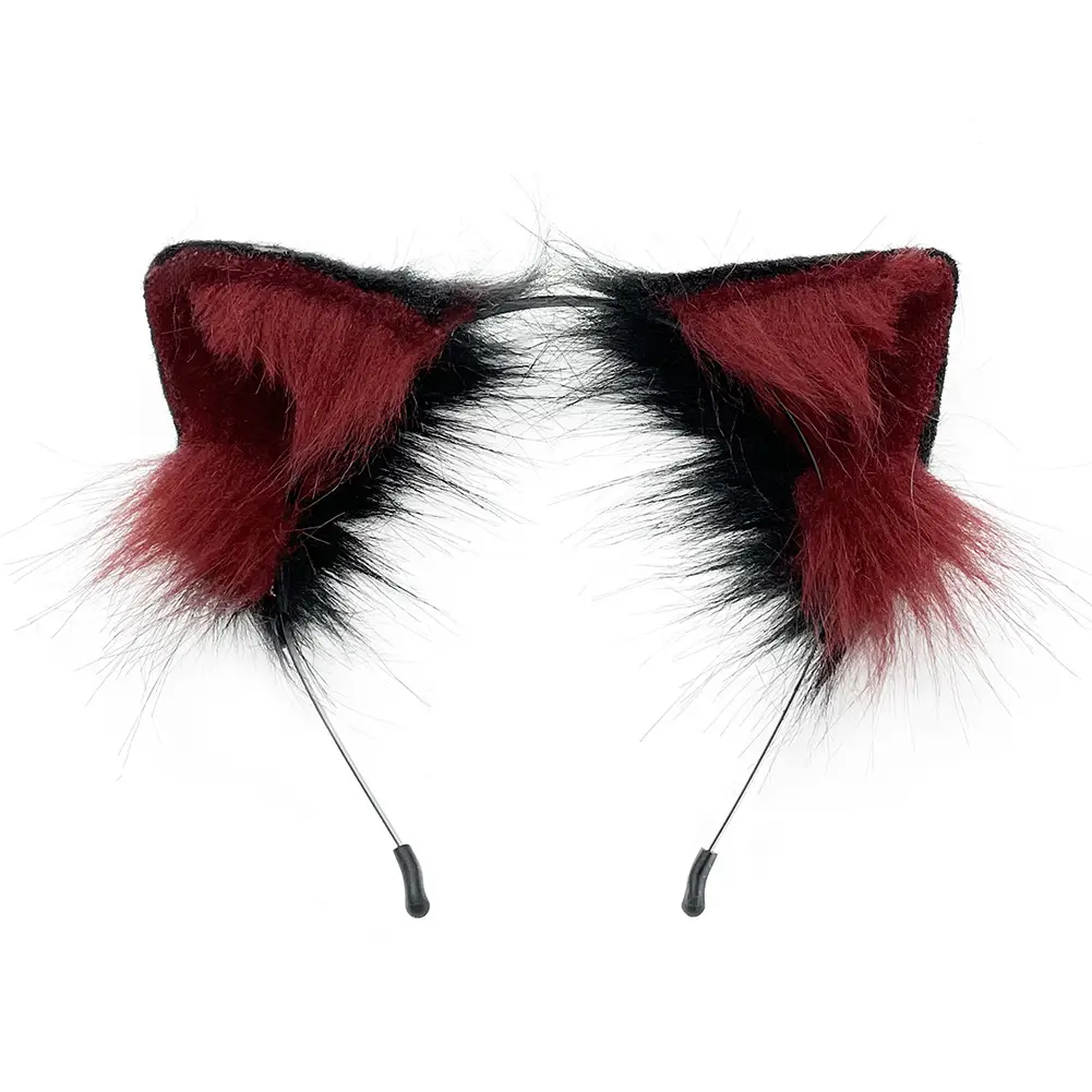 Plush Cat Ear Hairband Purple Faux Fur Cosplay Set