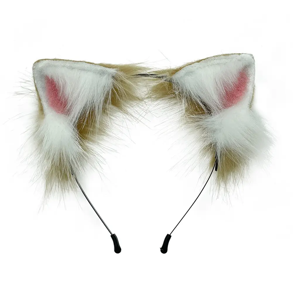 Plush Cat Ear Hairband Purple Faux Fur Cosplay Set
