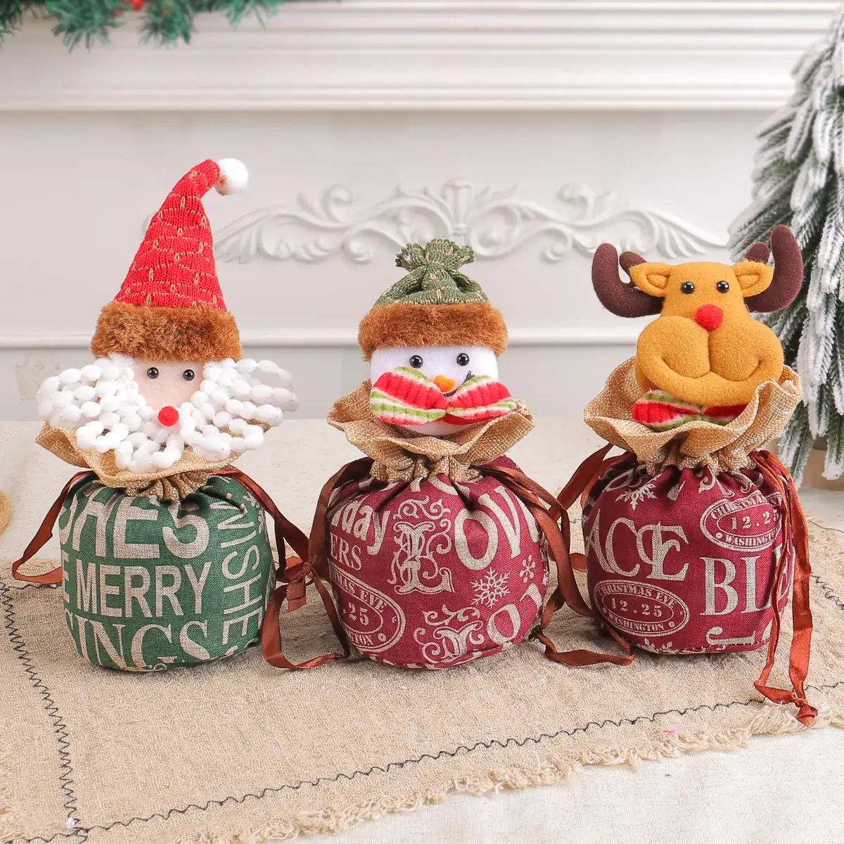 New Knitted Wool Christmas Eve Apple Bag 25cm