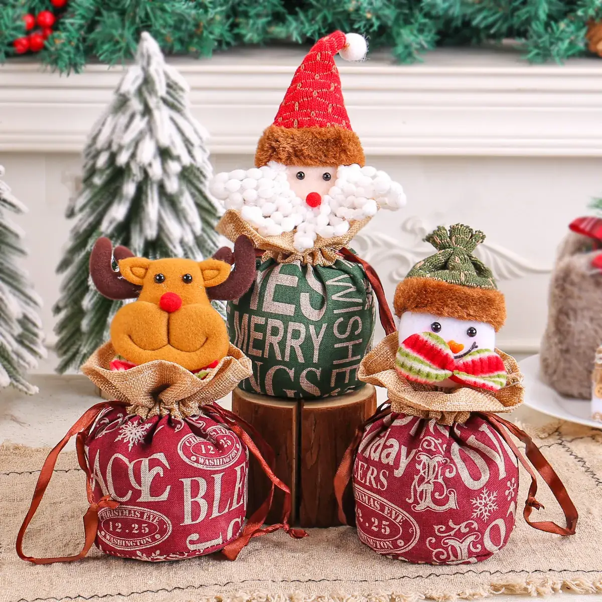 New Knitted Wool Christmas Eve Apple Bag 25cm