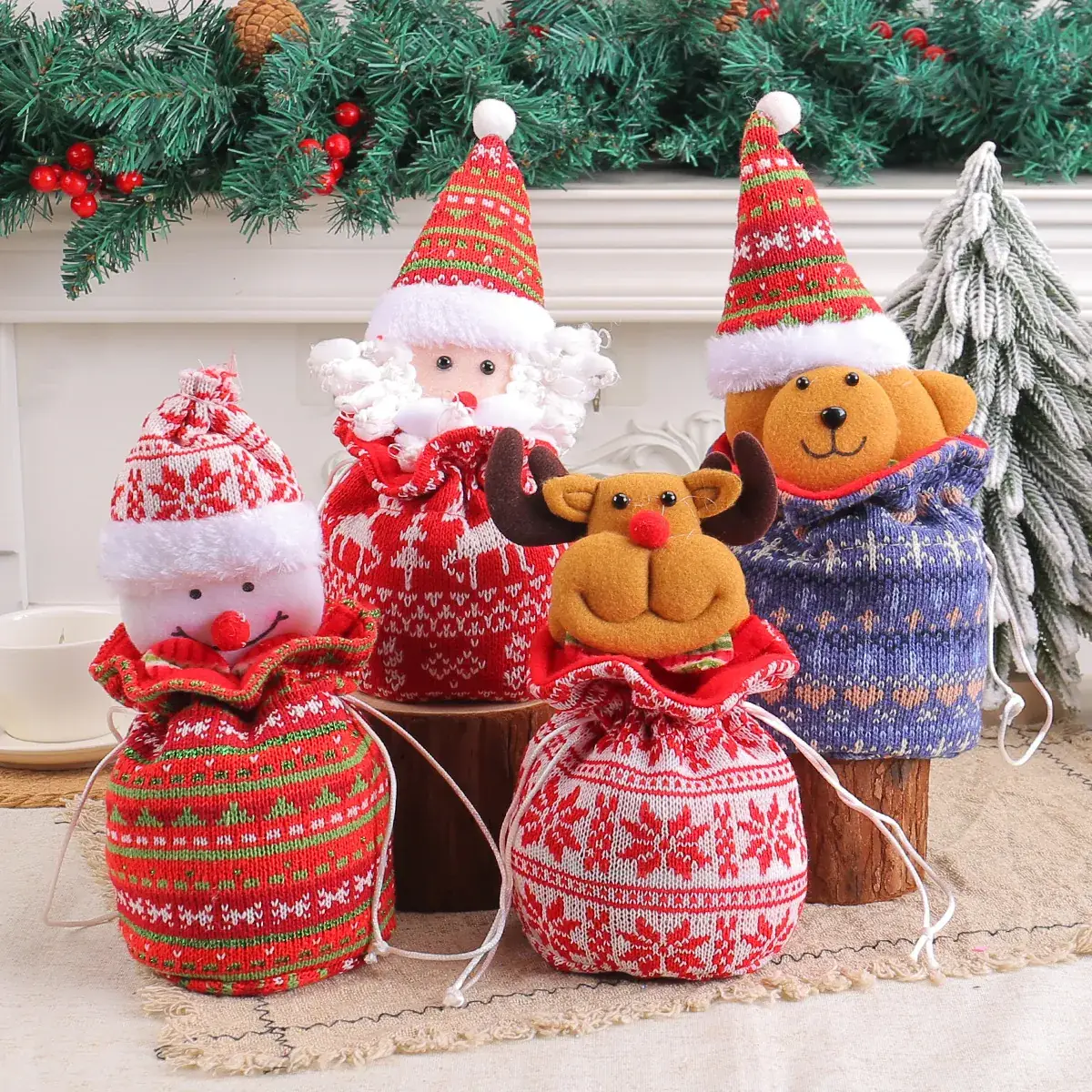 New Knitted Wool Christmas Eve Apple Bag 25cm