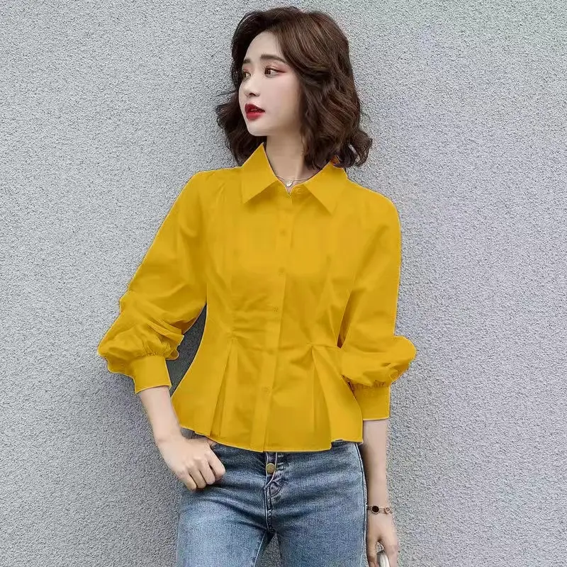 White Slim Fit Long Sleeve Cardigan Shirt for Women