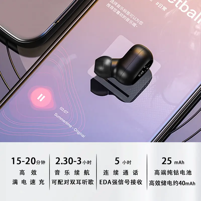 Bluetooth Headset Touch Control Single Ear Volume 5.2 - Image 8