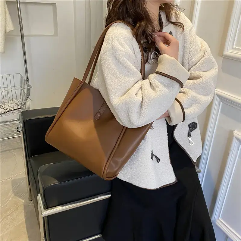 Women's Textured Leather Shoulder Bag Large Capacity 2021 - Image 5